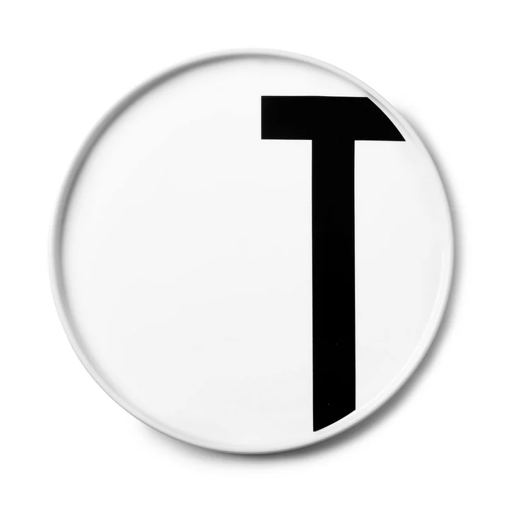 De AJ porseleinen plaat T van Design Letters