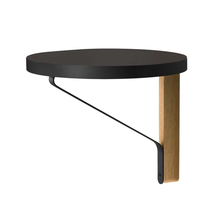 REB 009 Kaari Wandplank Ø 35cm van Artek in zwart gemaakt van natuurlijk eikenhout