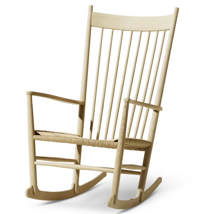 J16 Rocking Chair van Fredericia in gezeept zwart met papieren koord in de natuur