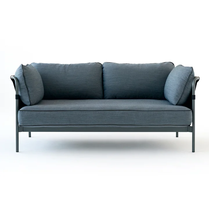 Can Sofa, 2-zits bank in grijs / Canvas zwart / Canvas blauw van HAY