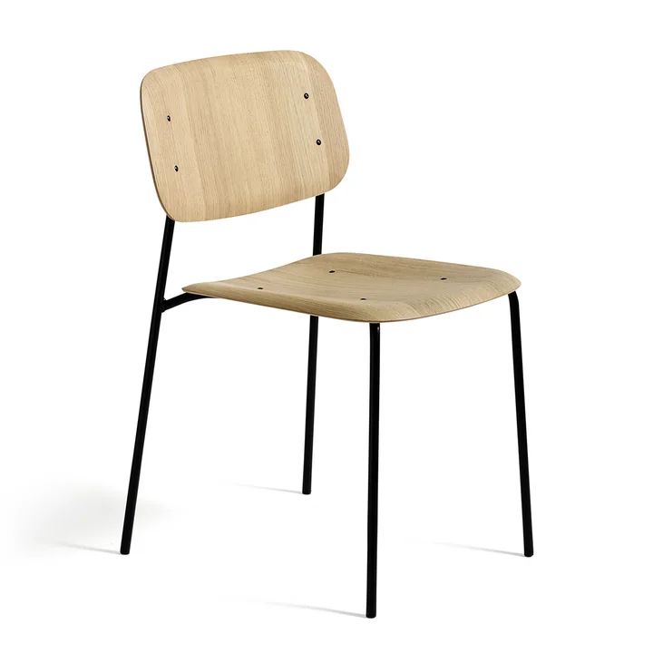 The HAY - Soft Edge Stoel in zwart gebeitst eiken met stalen frame, zwart gepoedercoat