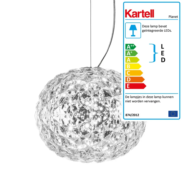 Planeet LED hanglamp van Kartell in kristalhelder