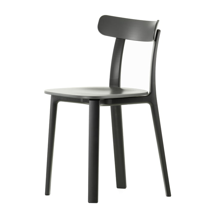 Vitra - All Plastic Chair , donkergrijs, viltglijders voor harde vloeren