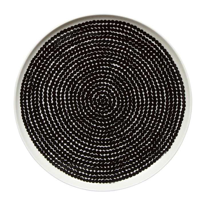 Marimekko - Oiva Räsymatto Bord Ø 25 cm, wit / zwart