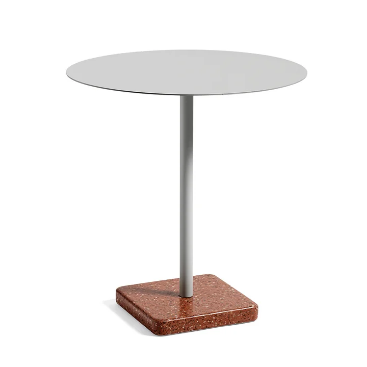 Terrazzo Tafel rond Ø 75 cm, lichtgrijs / rood vanaf HAY