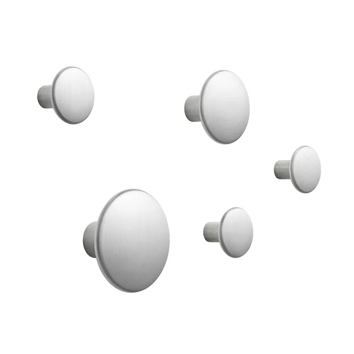 Set van 5 wandhaken " The Dots Metal " uit Muuto van aluminium