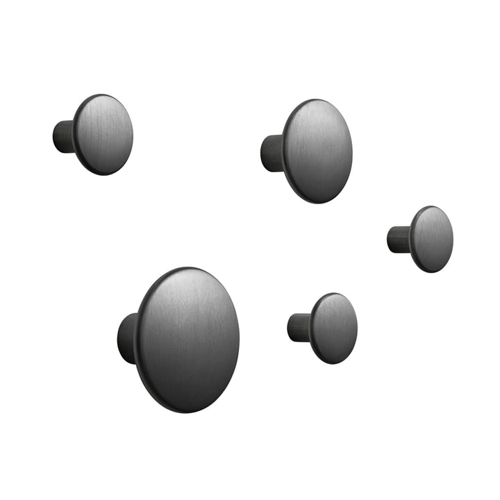 Set van 5 wandhaken " The Dots Metal " van Muuto in zwart