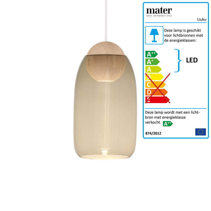 Liuku hanglamp bal van Mater in gerookt glas