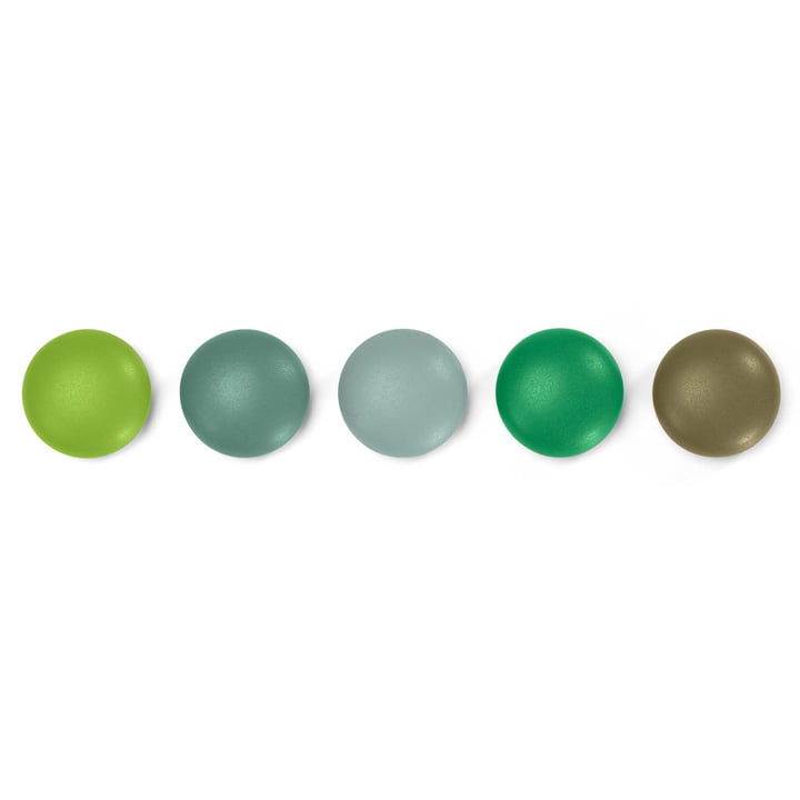 Set van 5 magnetische stippen van Vitra in groen