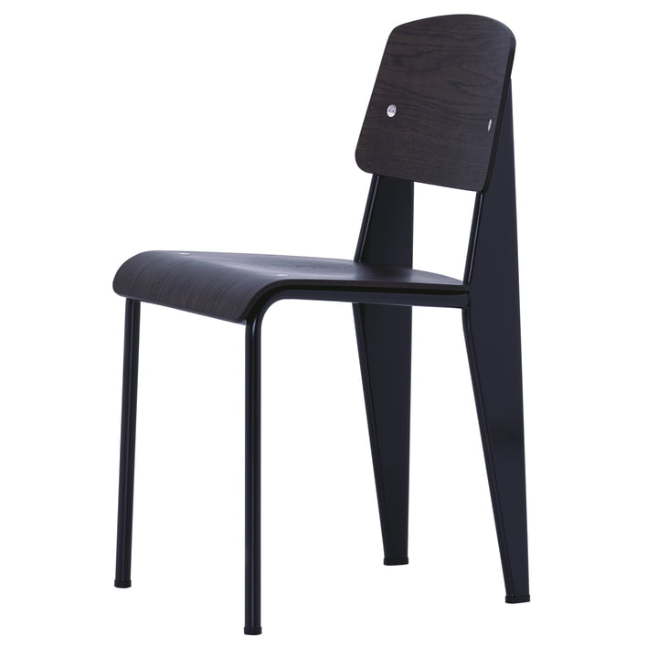 Prouvé Standard Chair van Vitra in donker eiken / diep zwart