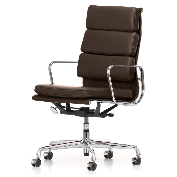 Soft Pad Chair EA 219 van Vitra in chroom / chocolade