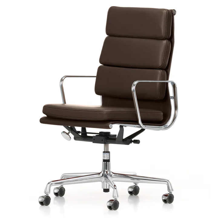 Soft Pad Chair EA 219 van Vitra in chroom / chocolade