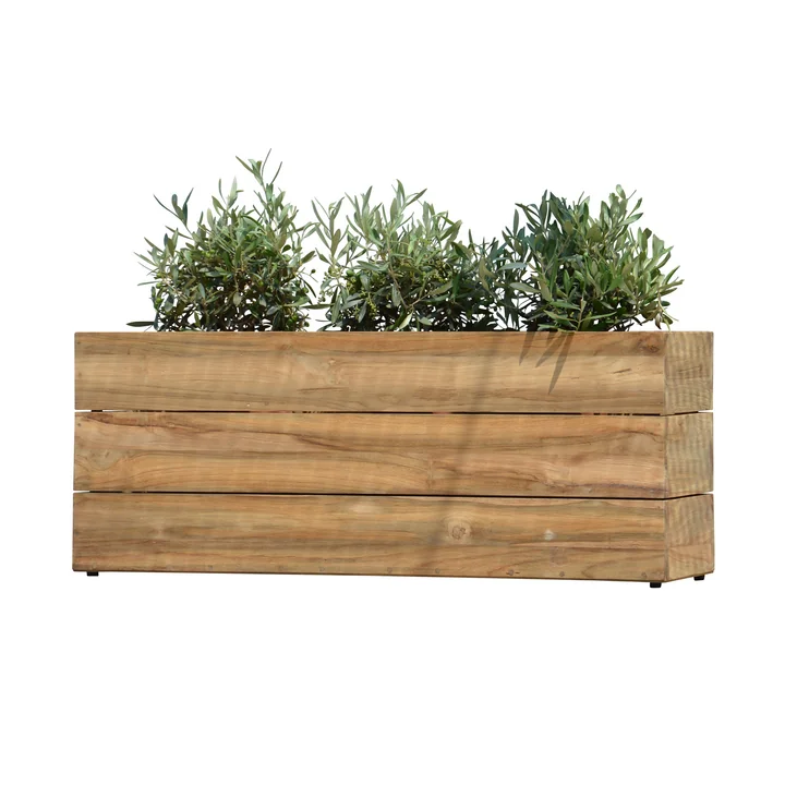 Minigarden plantenbak zonder frame van Jan Kurtz in naturel teak, groot