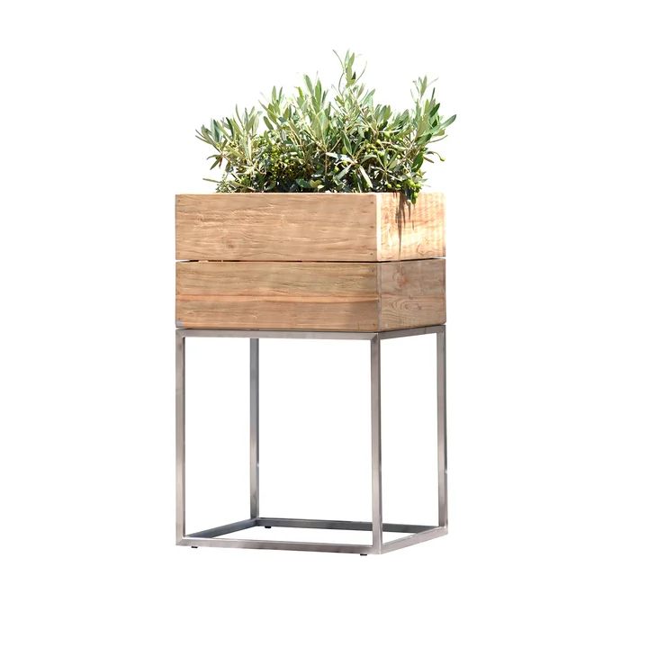 Teakhouten bloempot Minigarden met frame van Jan Kurtz in Medium