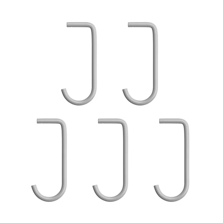 String Haken voor metalen planken uit in grijs (set van 5)