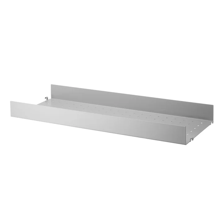 String Metalen plank met hoge rand 78 x 30 cm uit in grijs