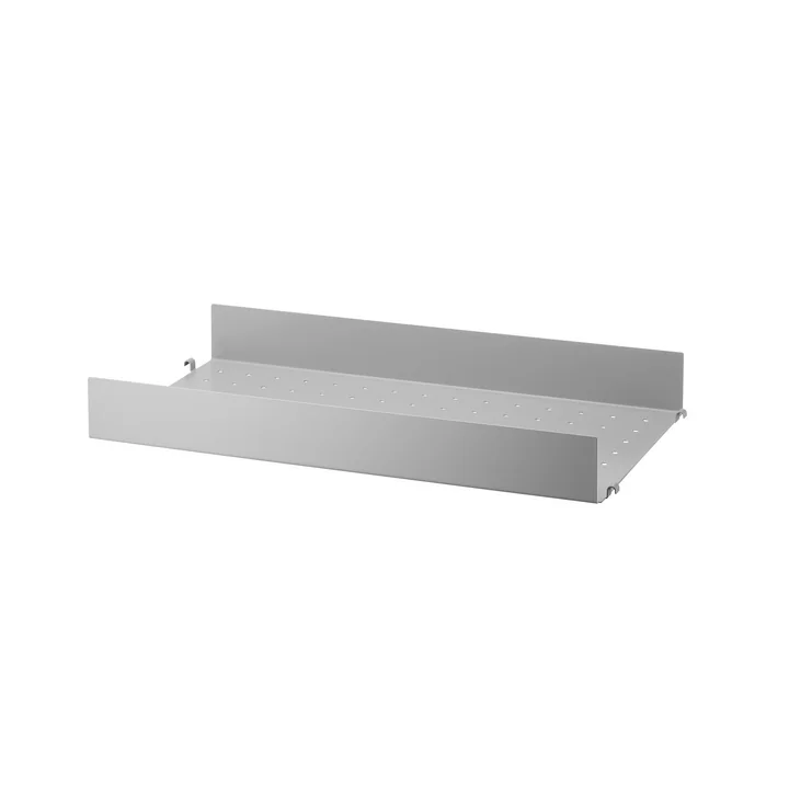 String Metalen plank met hoge rand 58 x 30 cm uit in grijs