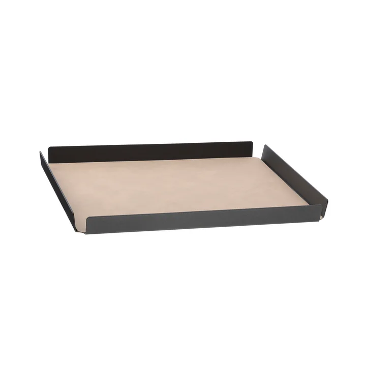 Lind DNA - Tray Square M , 28 x 36 cm, aluminium antraciet, Double Cloud bruin / Nupo zand (2 mm)
