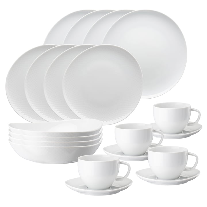 Junto porseleinen servies van Rosenthal in wit (20 stuks)