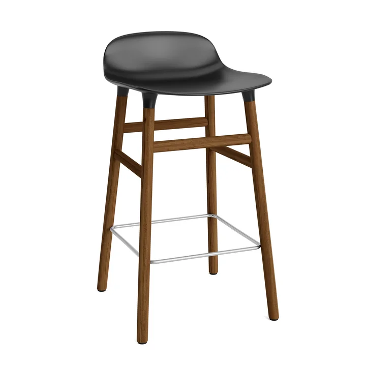 Vorm Bar Kruk 65 cm Walnoot Frame / Zwart van Normann Copenhagen