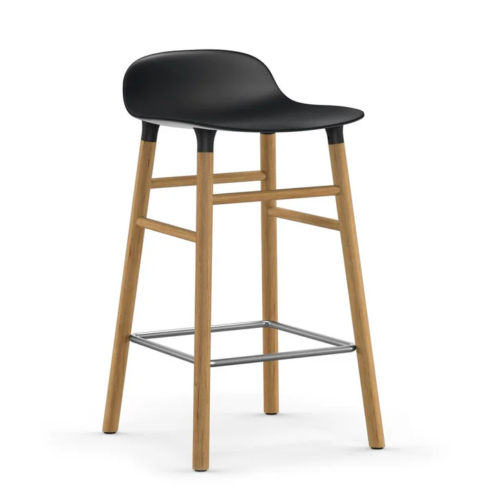 Vorm Bar Kruk 65 cm Eikenhouten Frame / Zwart van Normann Copenhagen