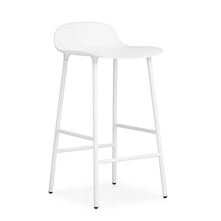 Vorm barkruk (65 cm) van Normann Copenhagen in wit met stalen frame