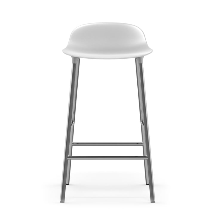 Vorm barkruk 65 cm frame chroom van Normann Copenhagen in wit