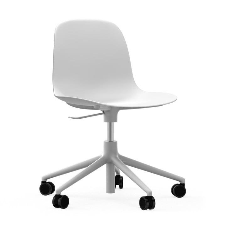 Form Normann Copenhagen Bureaudraaistoel uit in wit / aluminium wit