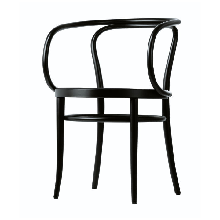 209 Bentwood stoel van Thonet gemaakt van beukenhout in zwarte beits (TP 29) met buisvormig vlechtwerk