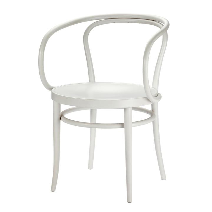 209 M gebogen houten stoel van Thonet met trogvormige zitting / beuk wit geglazuurd (TP 200)