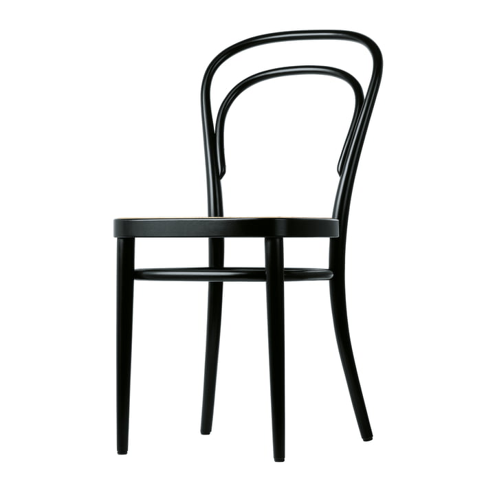 214 Bentwood stoel met buisraster van Thonet in zwart gebeitst beuken (TP 29)