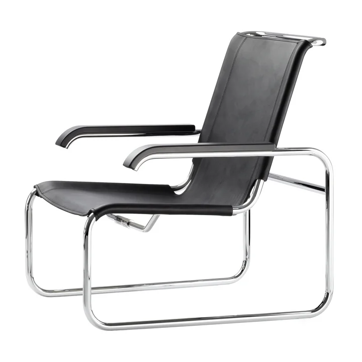 S 35 L Stoel van Thonet in chroom / kern zwart leer