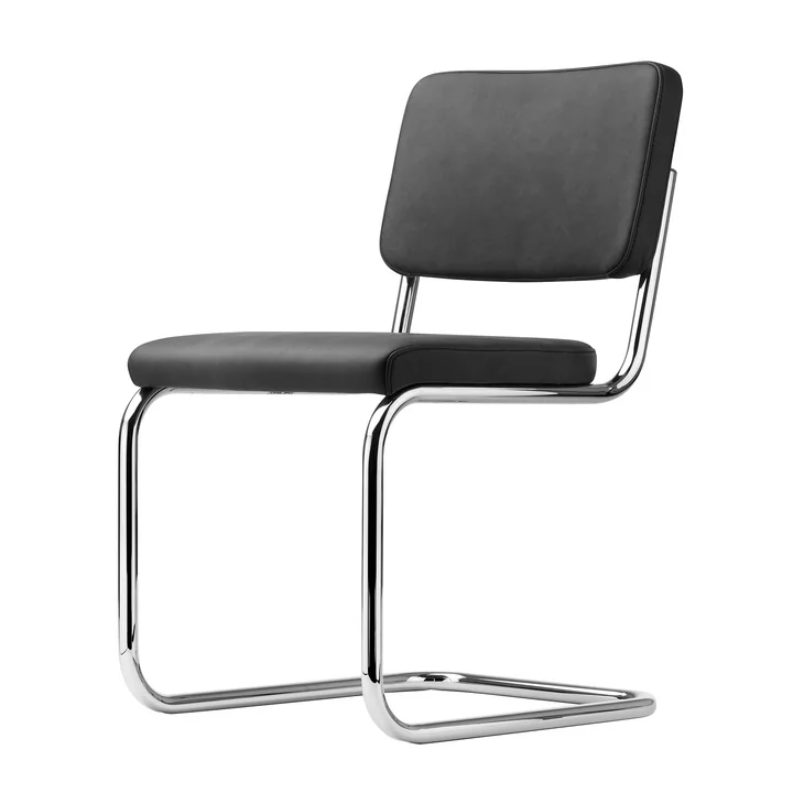 S 32 PV-stoel van Thonet in chroom/leder Linea zwart (622 Nero)