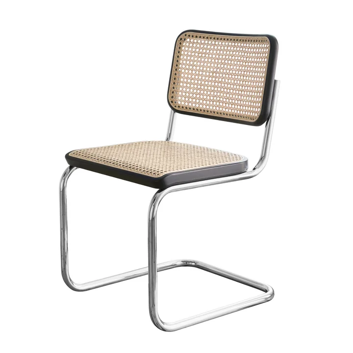 S 32 Stoel van Thonet in chroom / zwart gebeitst beuken (TP 29) / vlechtwerk