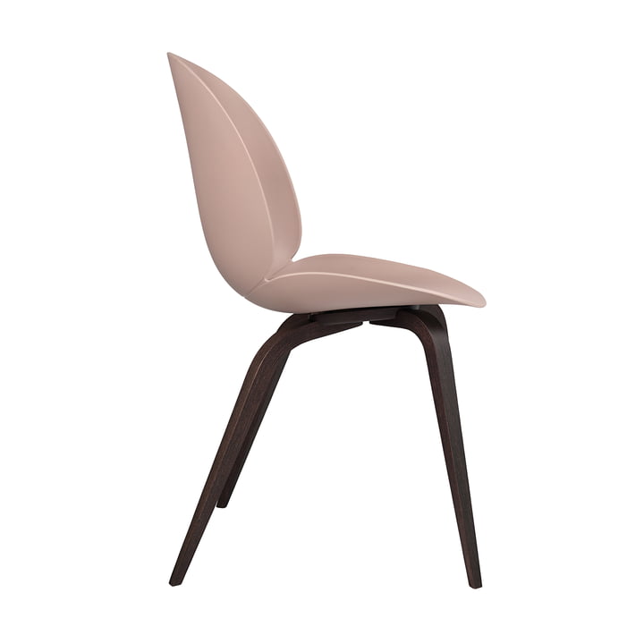 Beetle Dining Chair met houten onderstel in gebeitst zwart / zoet roze