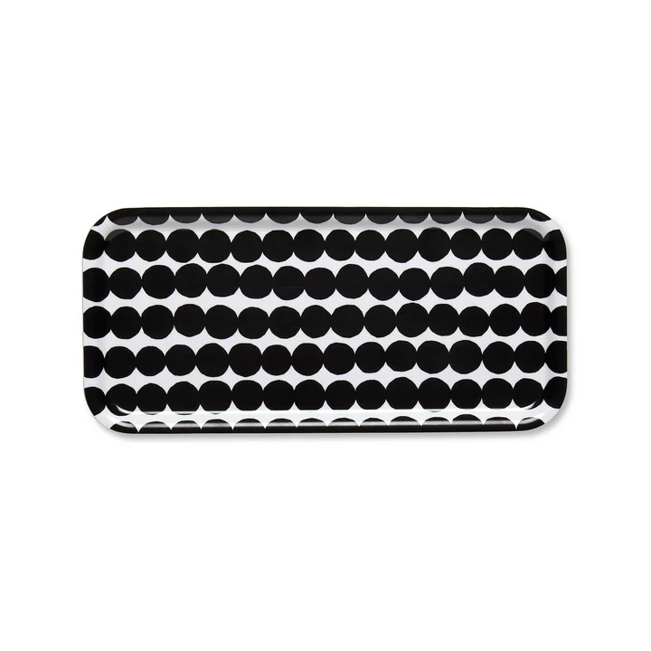 Räsymatto dienblad 15 x 32 cm van Marimekko in zwart/wit