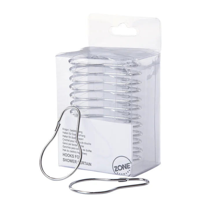 De Zone Denmark - haken voor douchegordijn in zilver