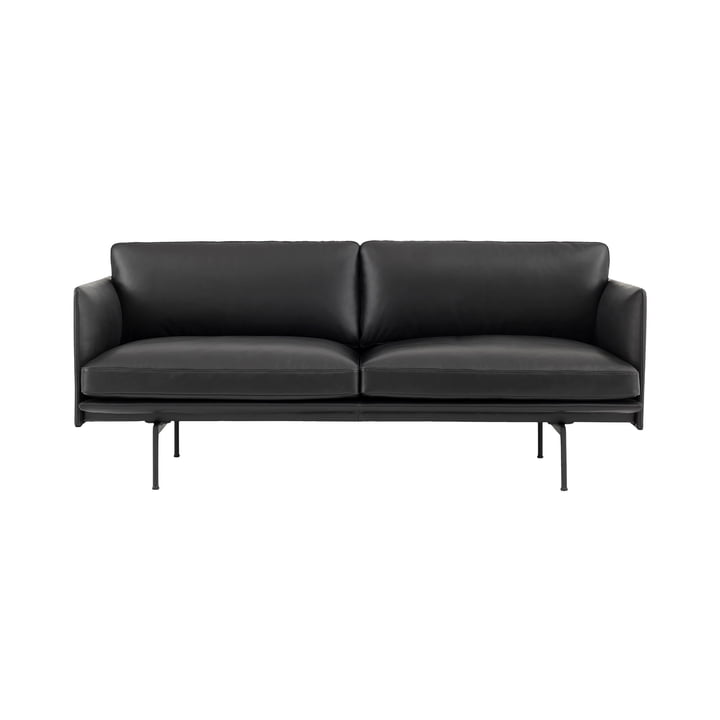 Outline Studio sofa 2-zitsbank van Muuto in zwart leer / zwart