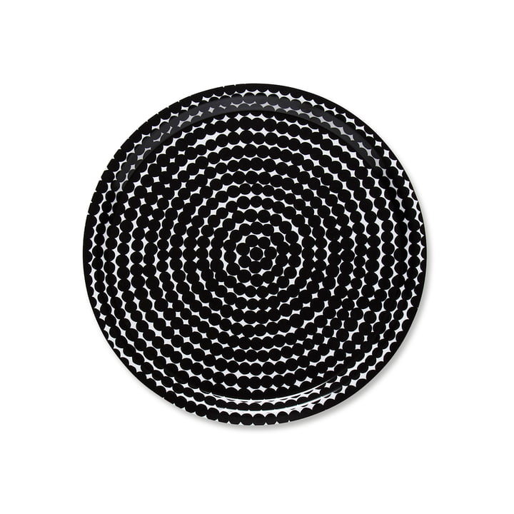 De Marimekko - Räsymatto Tray, rond Ø 31 cm in zwart/wit