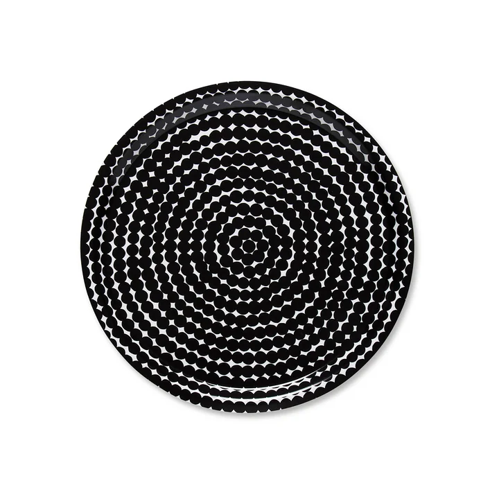 De Marimekko - Räsymatto Tray, rond Ø 31 cm in zwart/wit