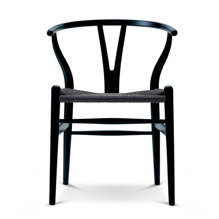 De Carl Hansen - CH24 Wishbone Chair , zwart beuken / zwart vlechtwerk
