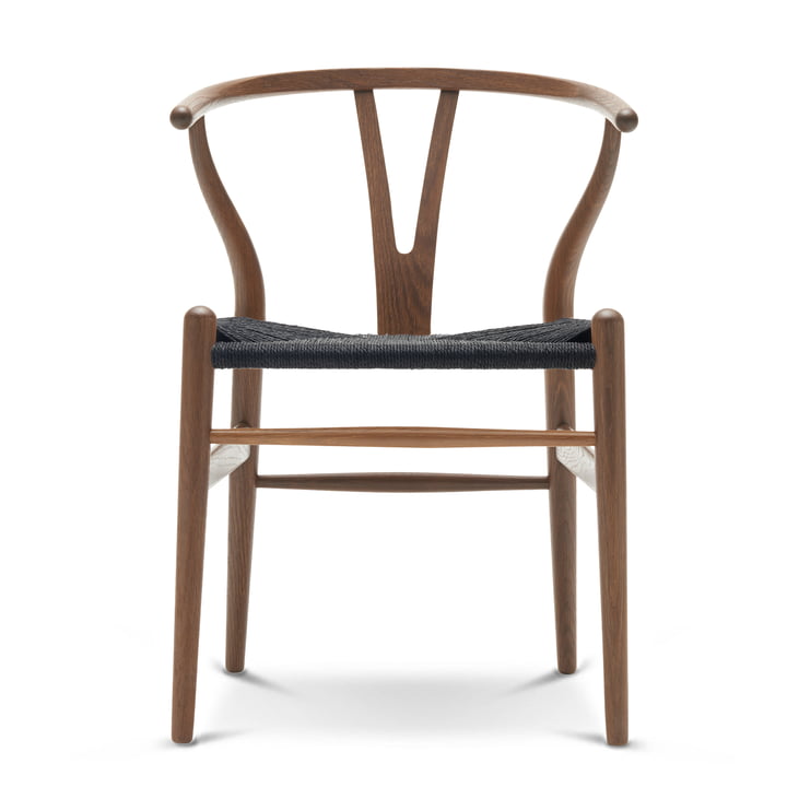 De Carl Hansen - CH24 Wishbone Chair , eik met rookkleur / zwart vlechtwerk