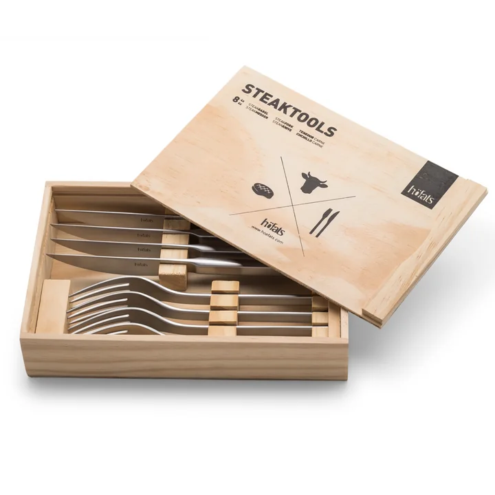 De höfats - Steak bestek, geborsteld roestvrij staal (8 stuks)