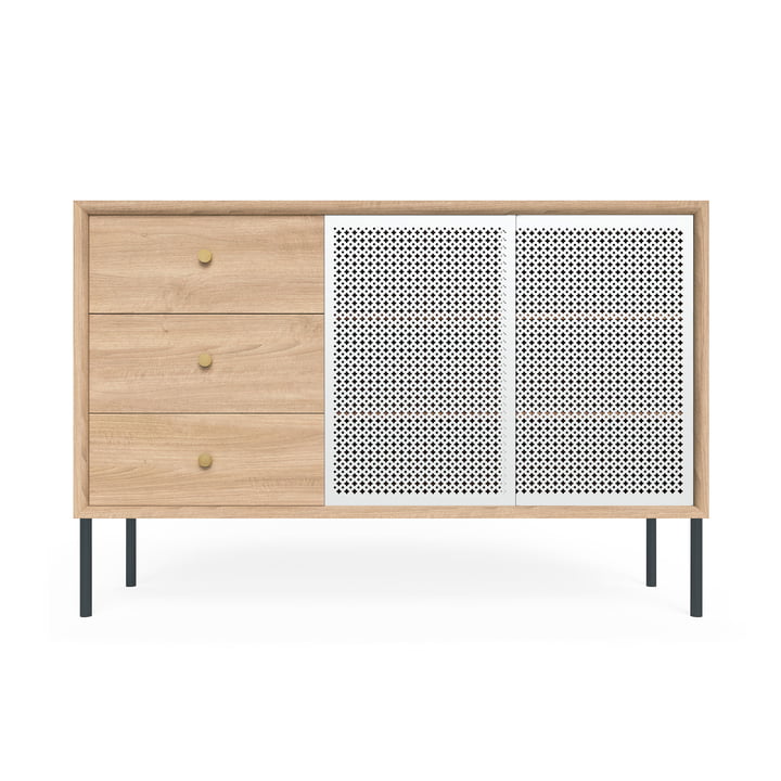 Gabin dressoir hoog met laden van Hartô in eiken / lichtgrijs (RAL 7035)