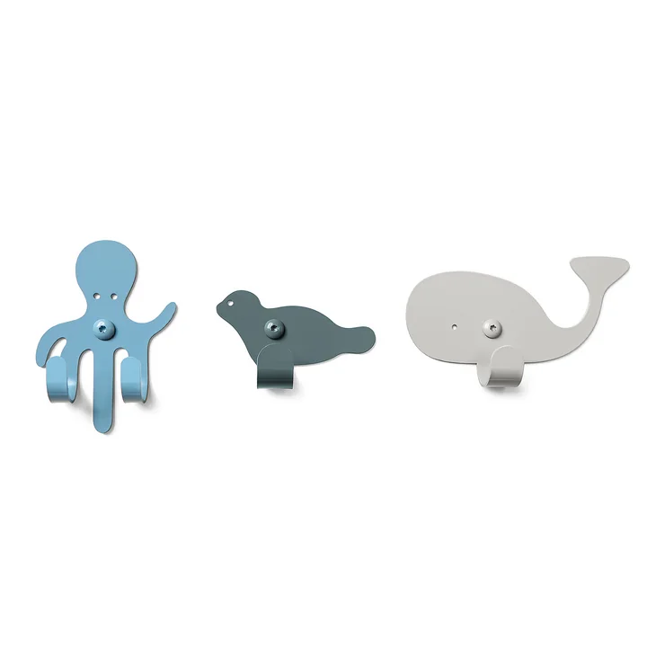 De vonbox - Wall Hooks Zoo, ocean (set van 3)