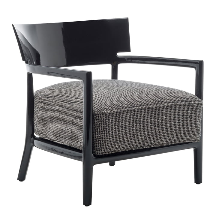 De Kartell - Cara fauteuil, frame zwart / bekleding zwart-beige