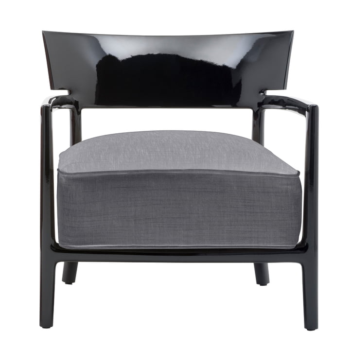 Kartell - Cara Fauteuil, Zwart Frame / Antraciet Cover
