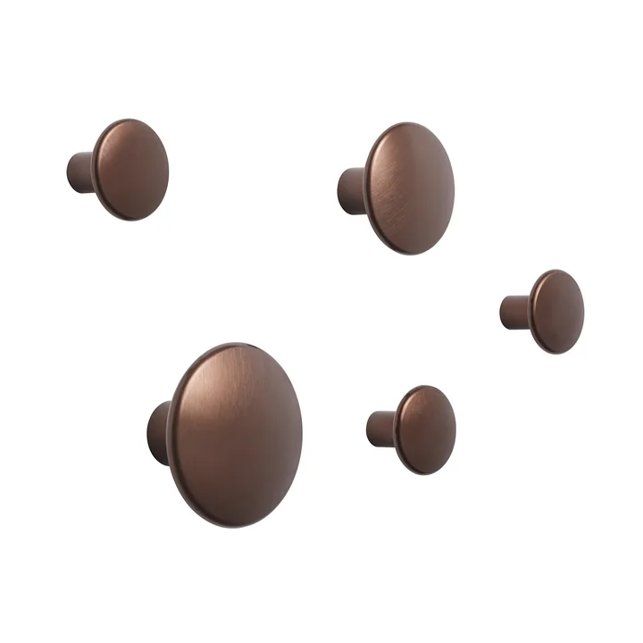 Muuto - Muurhaak "The Dots Metal" Set van 5, omber, 5 stuks