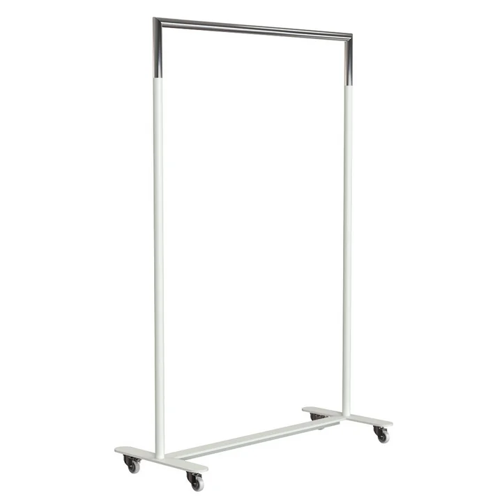 Bukto kapstok met wielen 100 cm in wit / roestvrij staal gepolijst door Frost