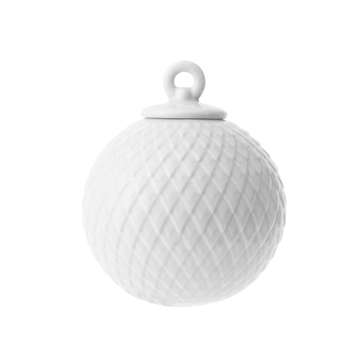 Rhombe decoratieve bal in wit van Lyngby Porcelæn in het wit